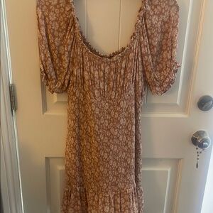 Lily Rose Brown Smocked Puff Sleeve Mini Sundress